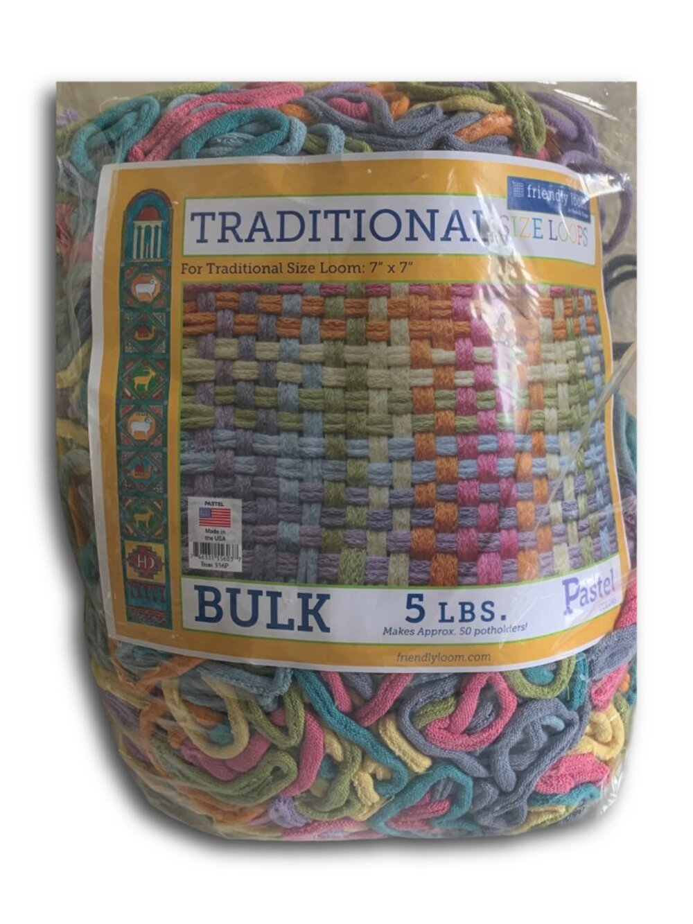 NWT FRIENDLY LOOM Bulk 5 lb Pastel Cotton Loops for Potholders Traditional 7x7